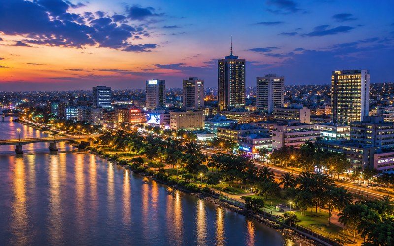 Lusaka city skyline in the evening