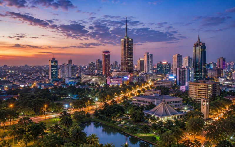 Nairobi city skyline at dusk